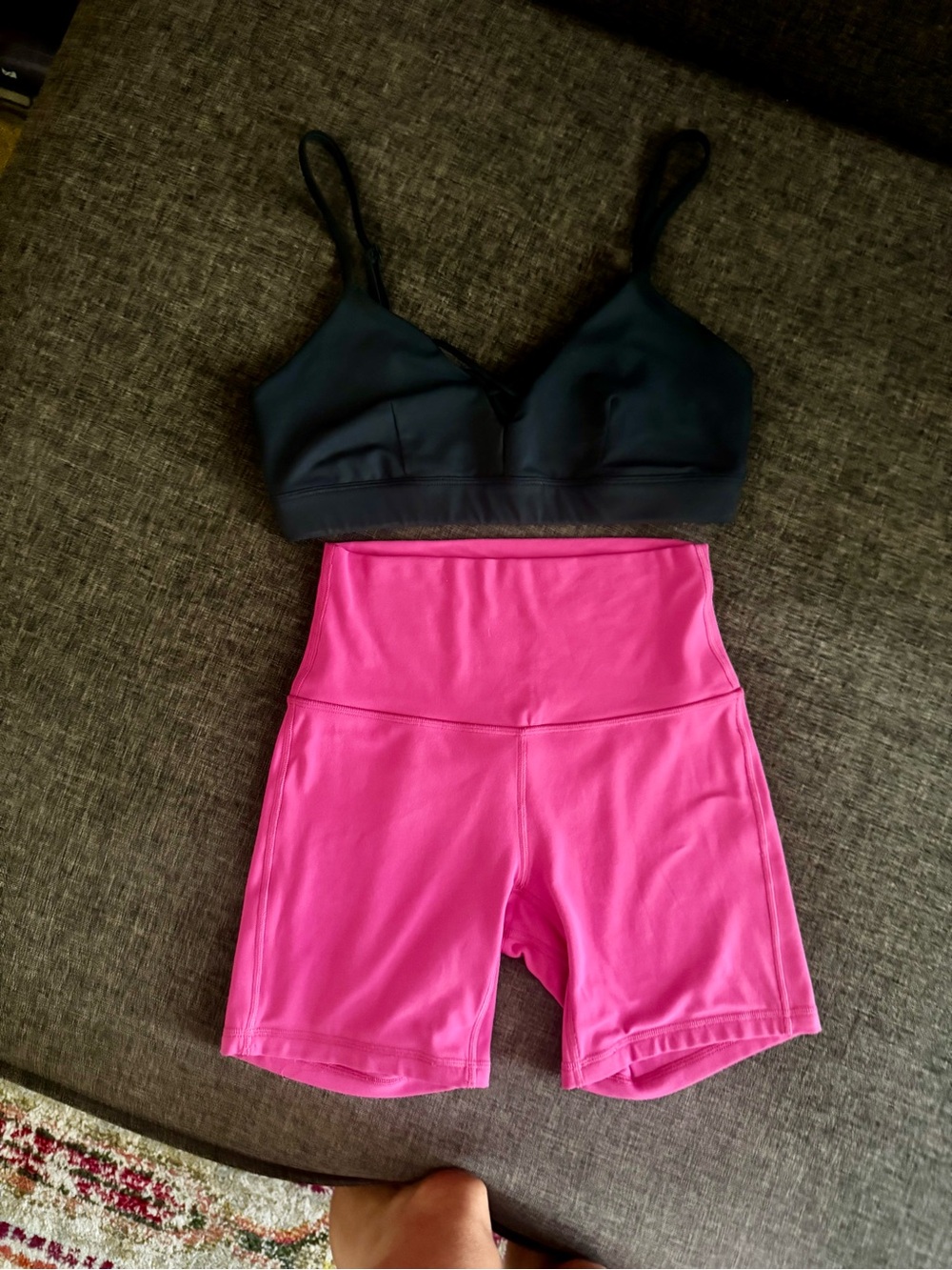 Women's Athletic Sports Bra (ALO) and Pink Bike Shorts (LULULEMON) Set